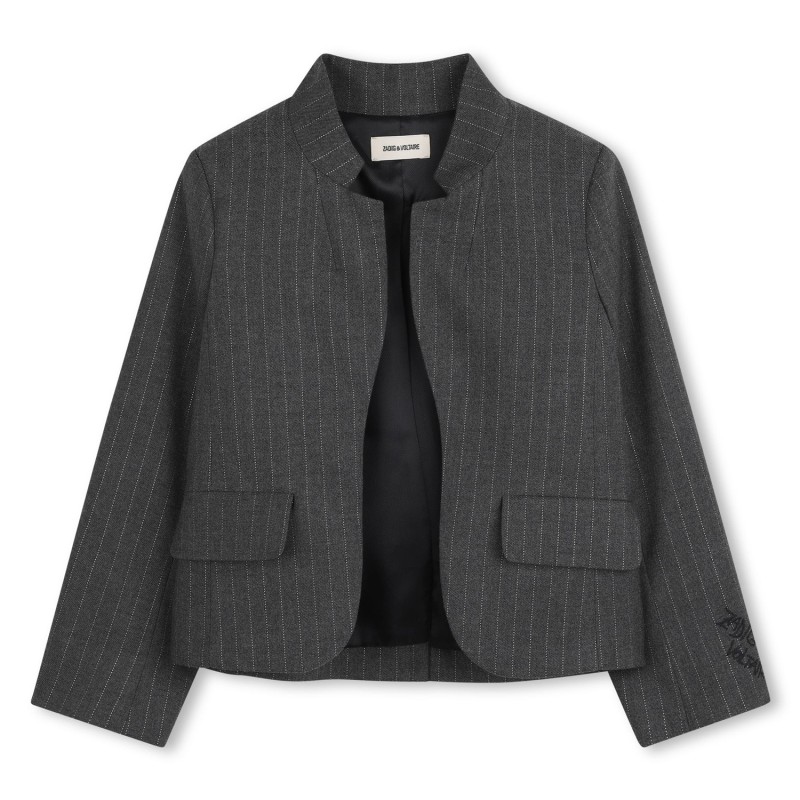 Chaqueta de rayas con cuello de fantasía