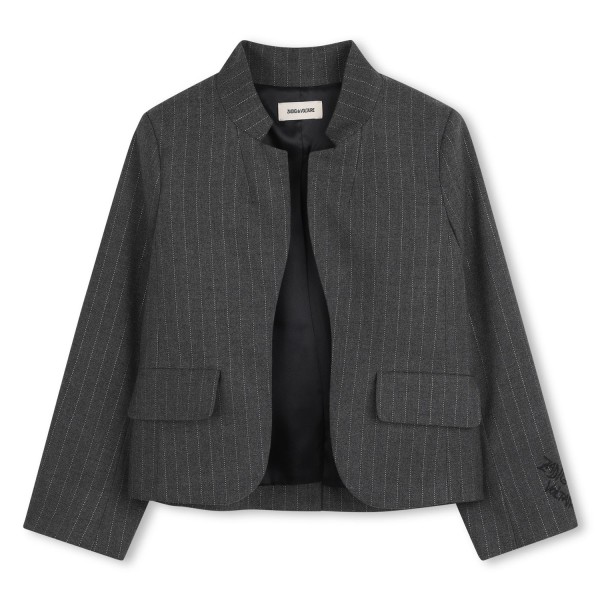 Chaqueta de rayas con cuello de fantasía