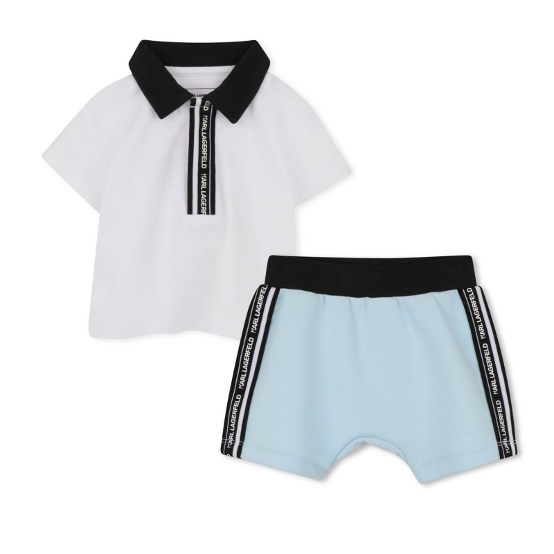 CONJUNTO DE CAMISETA Y PANTALÓN CORTO BLANCO AZUL
