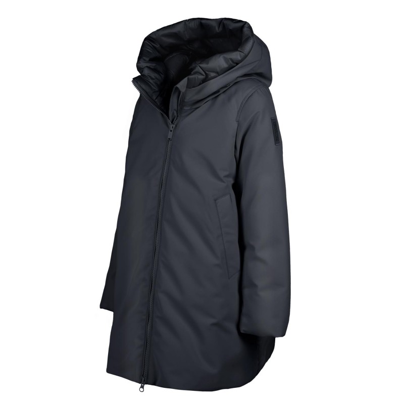 Plumífero largo bimaterial para niña