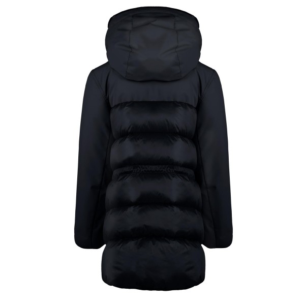 Plumífero largo bimaterial para niña