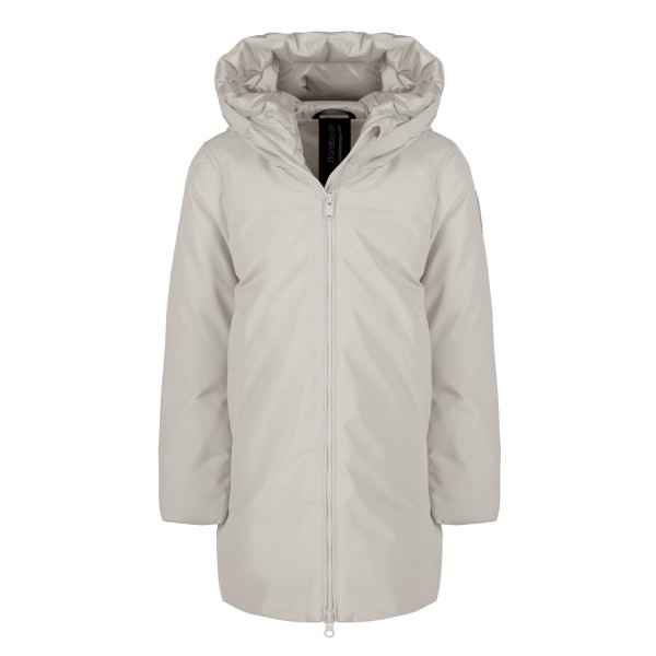 Plumífero largo bimaterial para niña