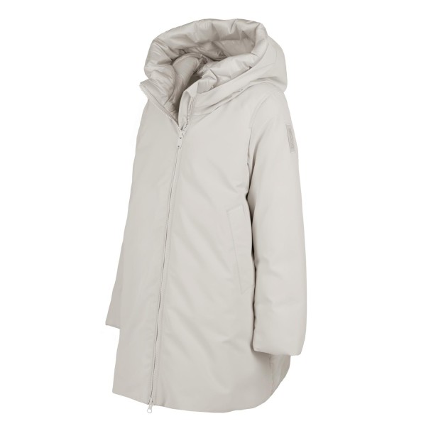 Plumífero largo bimaterial para niña