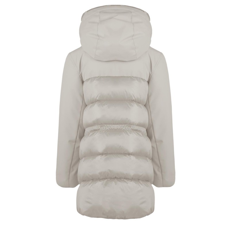 Plumífero largo bimaterial para niña