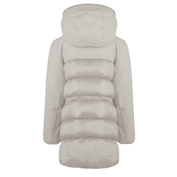 Plumífero largo bimaterial para niña